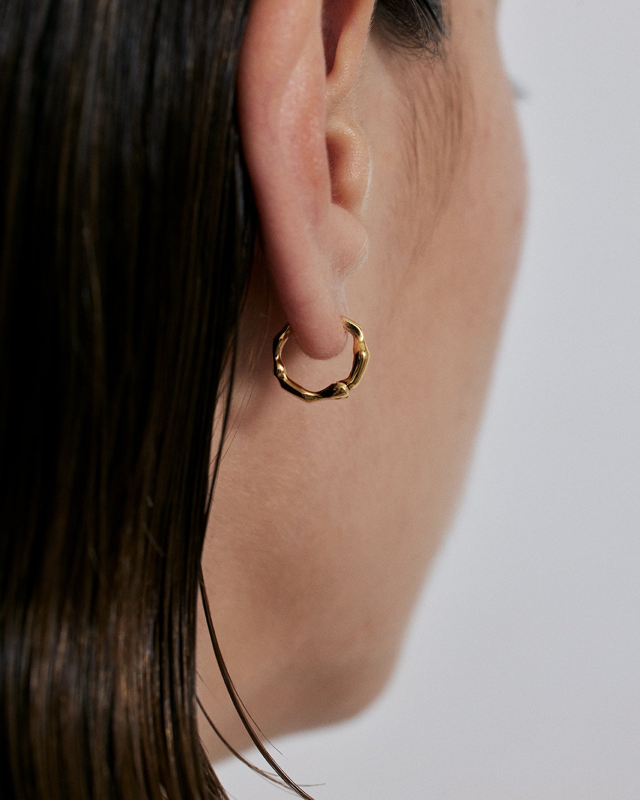 Night Dream Mini Hinged Hoops In 18K Solid Gold