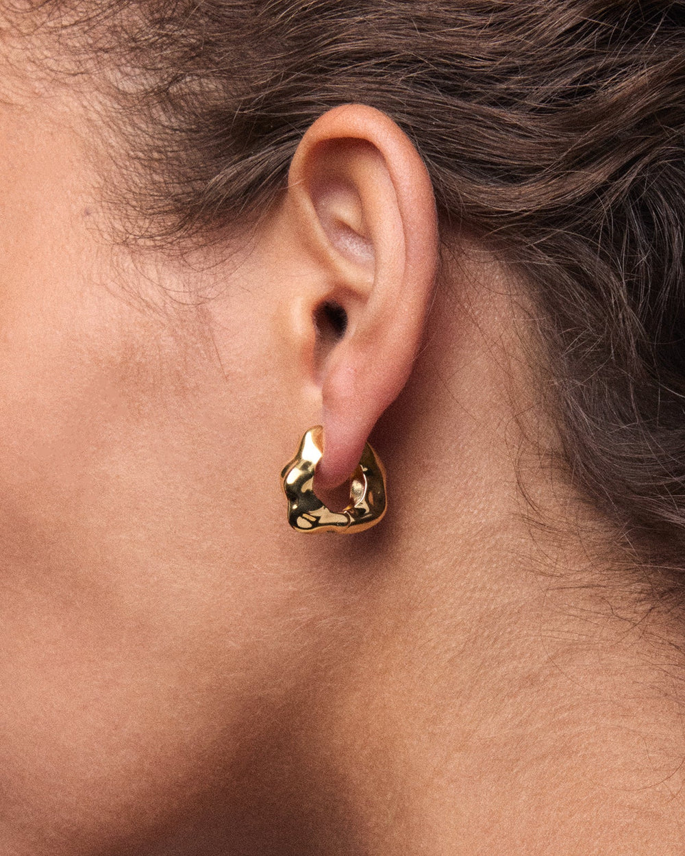 Lunar Medium Hinged Earrings In Gold Vermeil