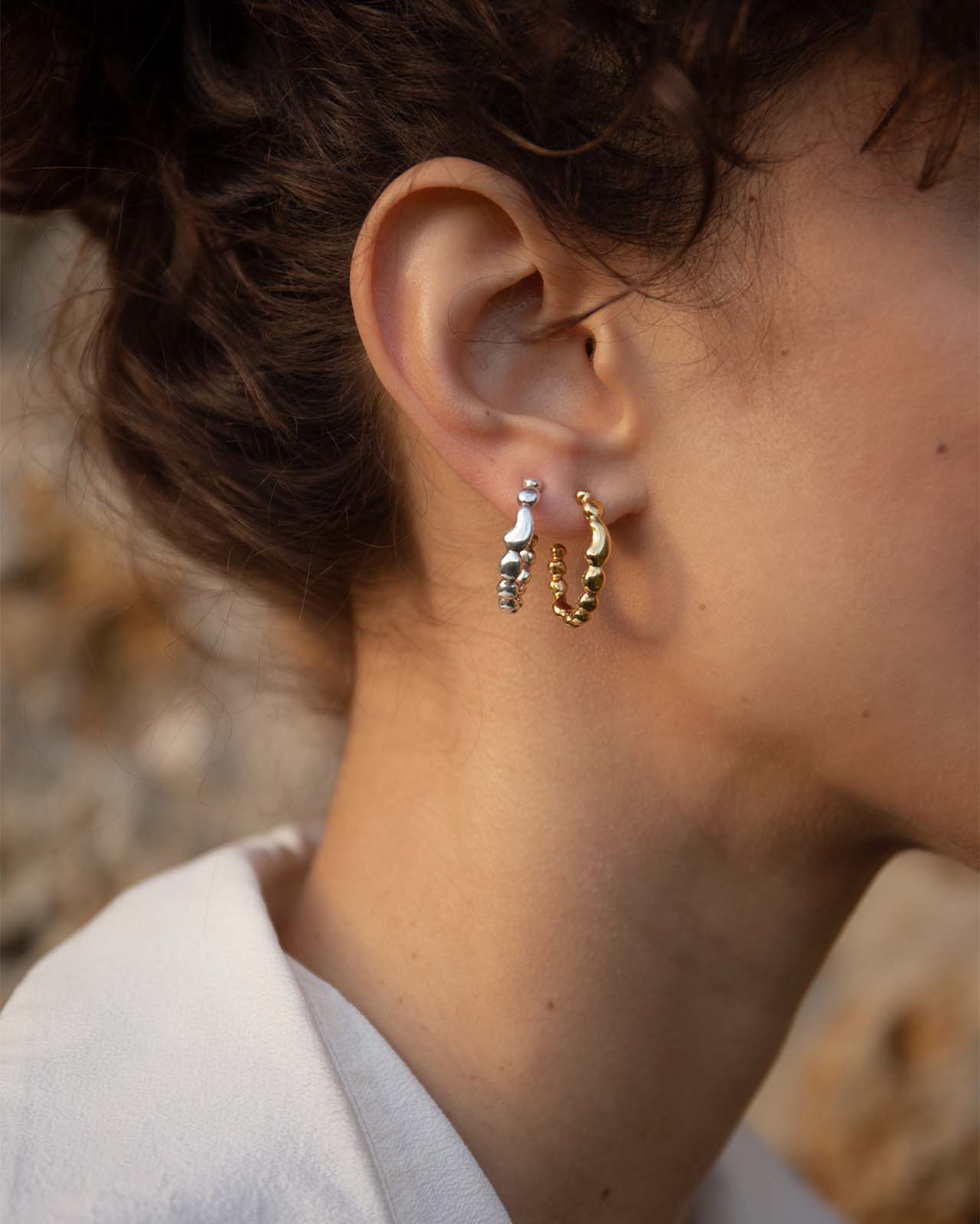 Memories Small Hoop Earrings In Gold Vermeil