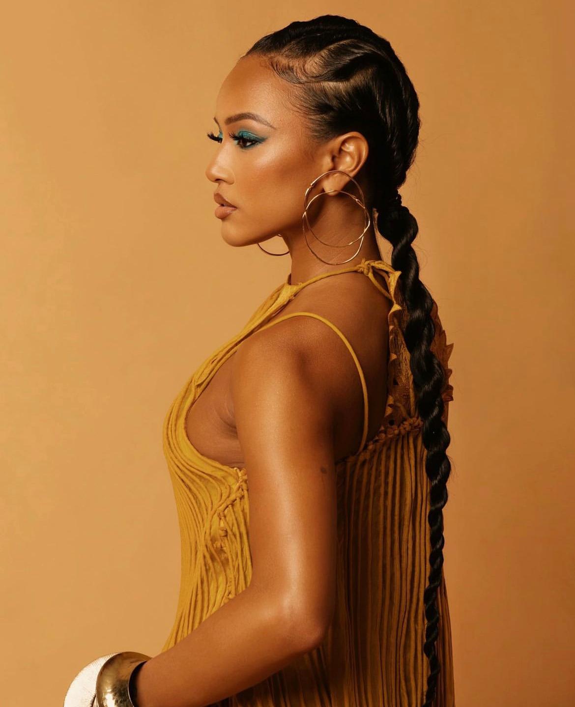 Karrueche is wearing Hope Double Hoop Earrings during Black Panther: Wakanda Forever Premiere