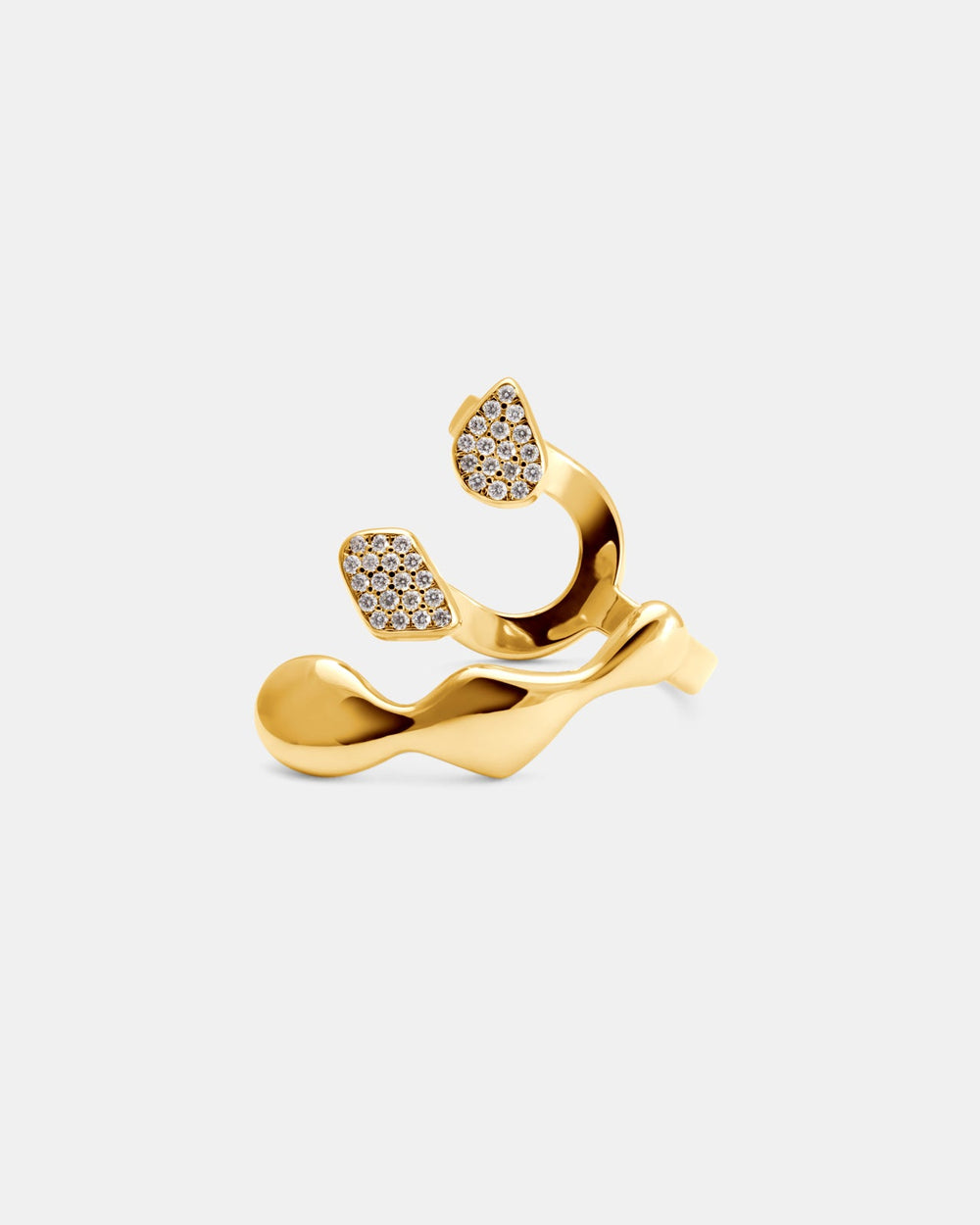 Flux Ring In 18K Solid Gold With Pave Diamonds