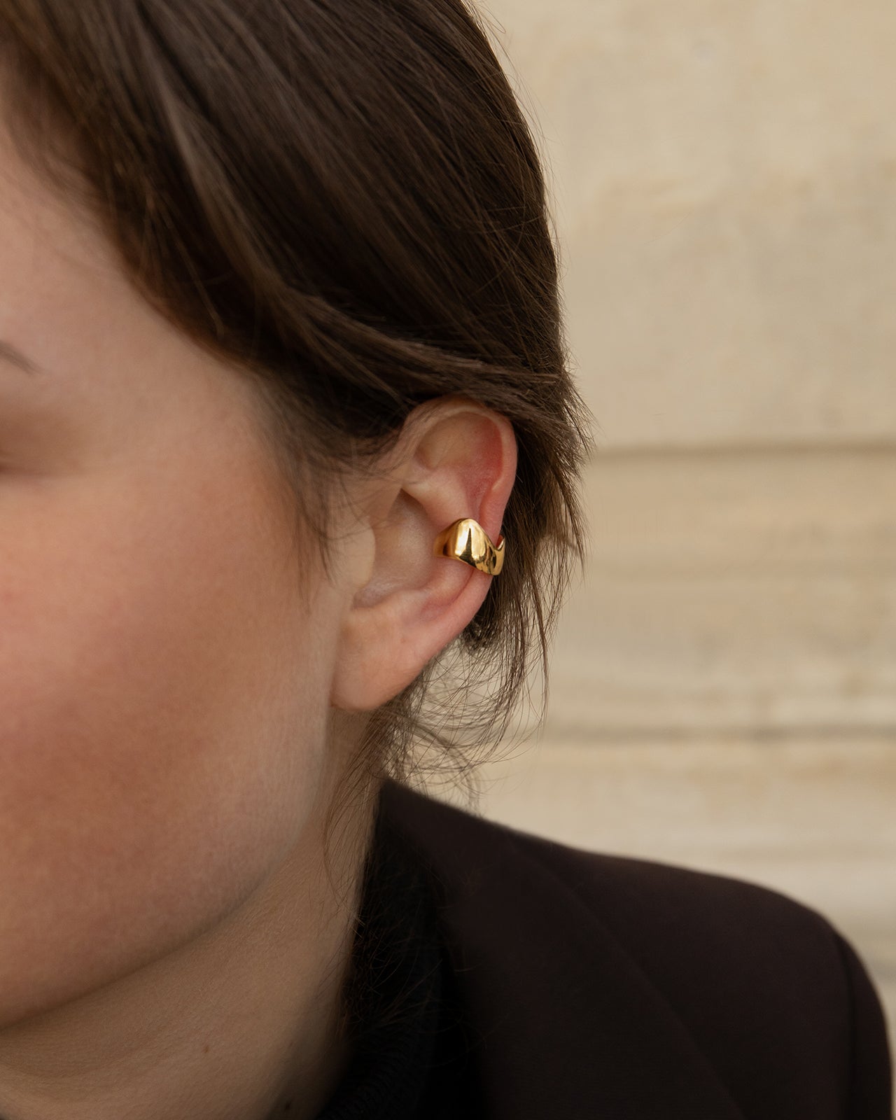 Perfectly Imperfect Band Ear Cuff In Gold Vermeil