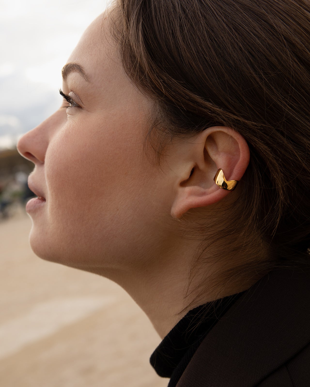 Perfectly Imperfect Band Ear Cuff In Gold Vermeil