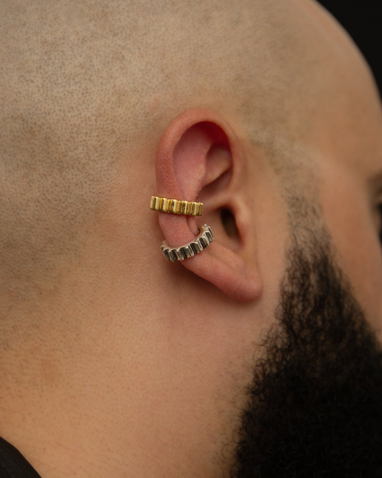 Column Drum Ear Cuff In Gold Vermeil